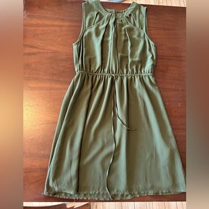 Olive green dress with collar cut outs